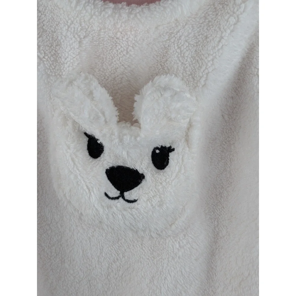 The Childrens Place Girls 4T Pink Long Sleeve Top & White Sherpa Bunny Dress Set